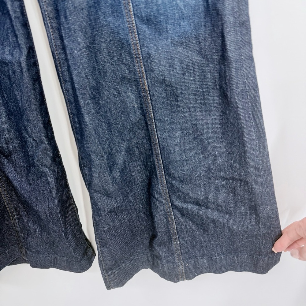 7 FOR ALL MANKIND Wide Leg Lounge Pant Denim Palazzo Jeans In Deep Blue - Picture 4 of 7